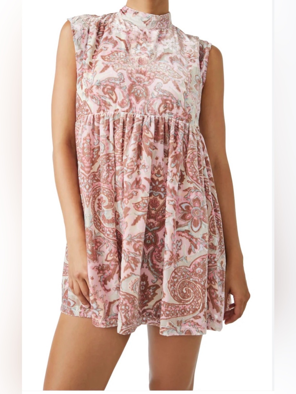 Free People All the Time Paisley Velvet Floral Mini Dress Small